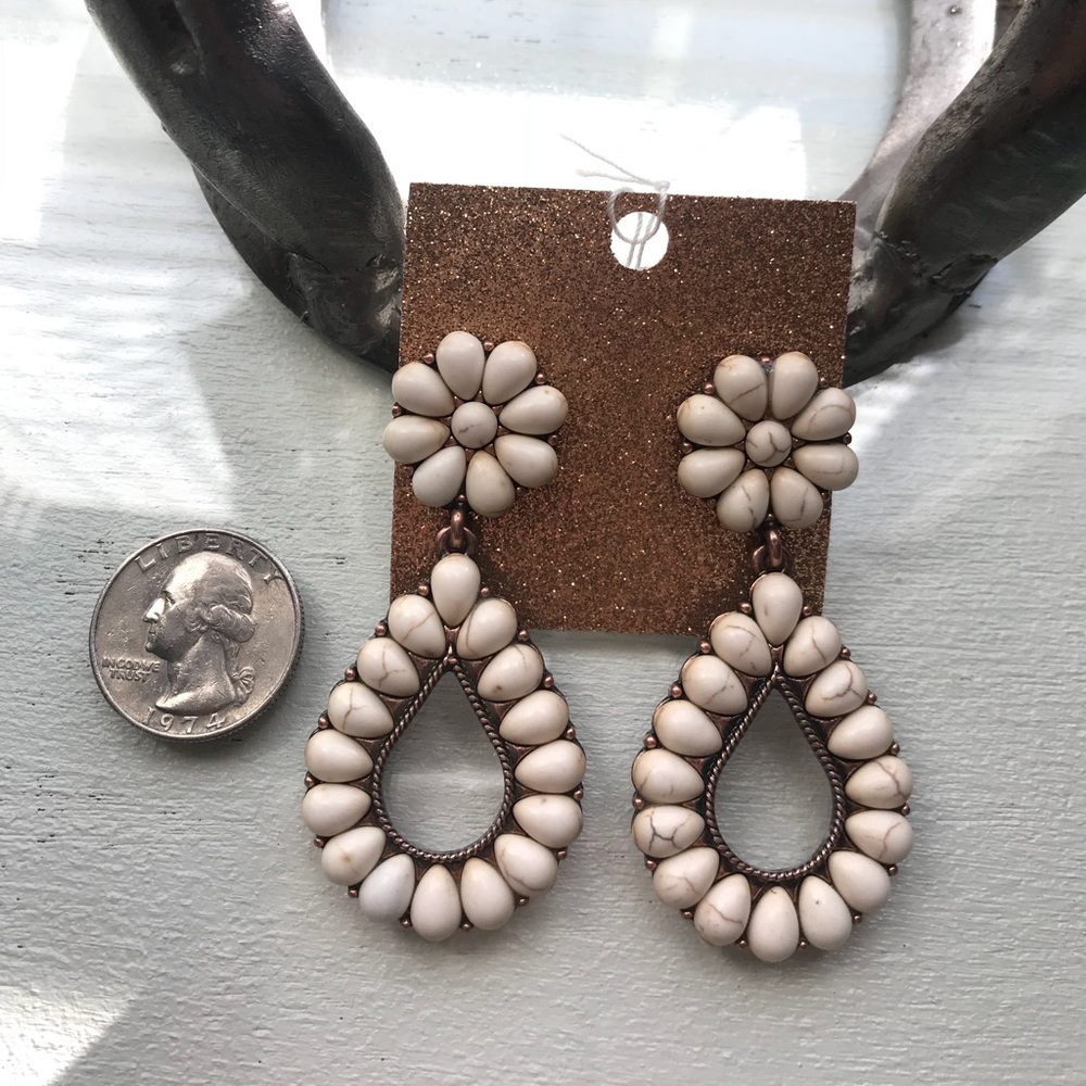 Ivory Stone Teardrop Earrings